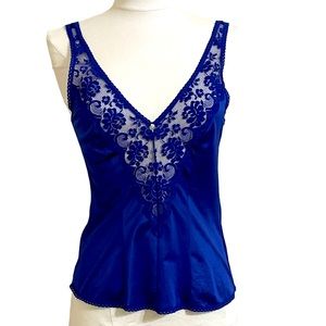 VINTAGE JCPENNEY Womens Royal Blue Lace Trimmed Camisole Size 32